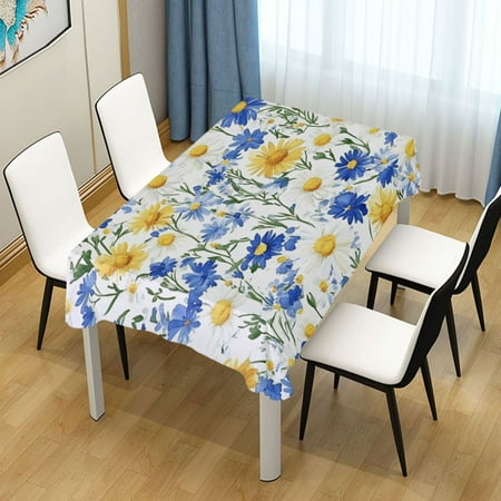 

54x54 Inch Tablecloth Polyester Square Tablecloth for Home Kitchen Dinner Decor Watercolor Wildflower Pattern