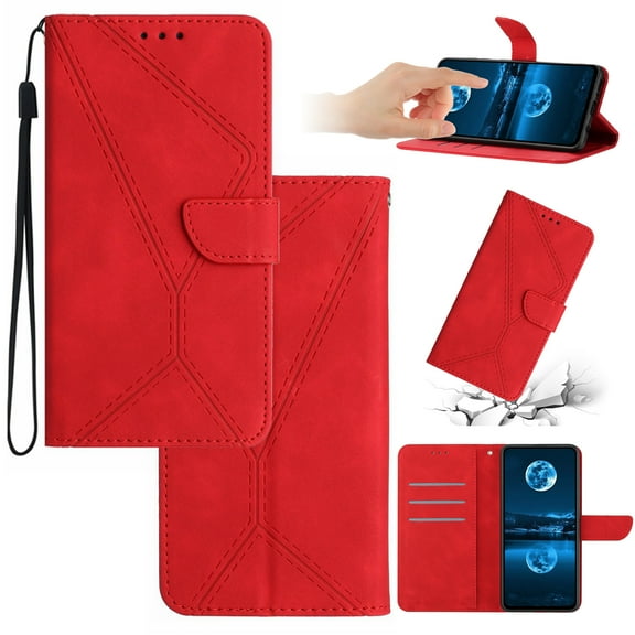 Wallet Case For Google Pixel 9, RFID Blocking Magnetic Flip Case with Card Slots Holder Kickstand Wrist Strap, PU Leather Folio Shockproof Protective Cover For Google Pixel 9, Red