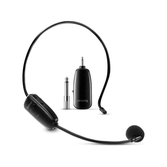 Wireless Microphone Headset, 160 ft Range, UHF Wireless Headset Mic, Headset Mic&Handheld Mic 2 in 1, 1/8''&1/4'' Output, for Mic Speakers, Amplifier, PA System(Incompatible Phone, Laptop)