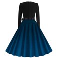 thumbnail image 3 of Womens Crew Neck Hepburn Prom Dress Vintage Plaid Cocktail Party Dress Retro Rockabilly Dress with Belt, 3 of 3