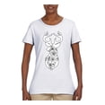 thumbnail image 2 of Deer Rose Animal Lover Womens Graphic T-Shirt, White, Small, 2 of 3