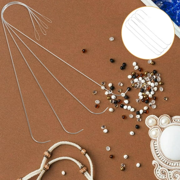 jojofuny 4Pcs Curved Silver Bead Embroidery Needles for Artisans and Jewelry Makers