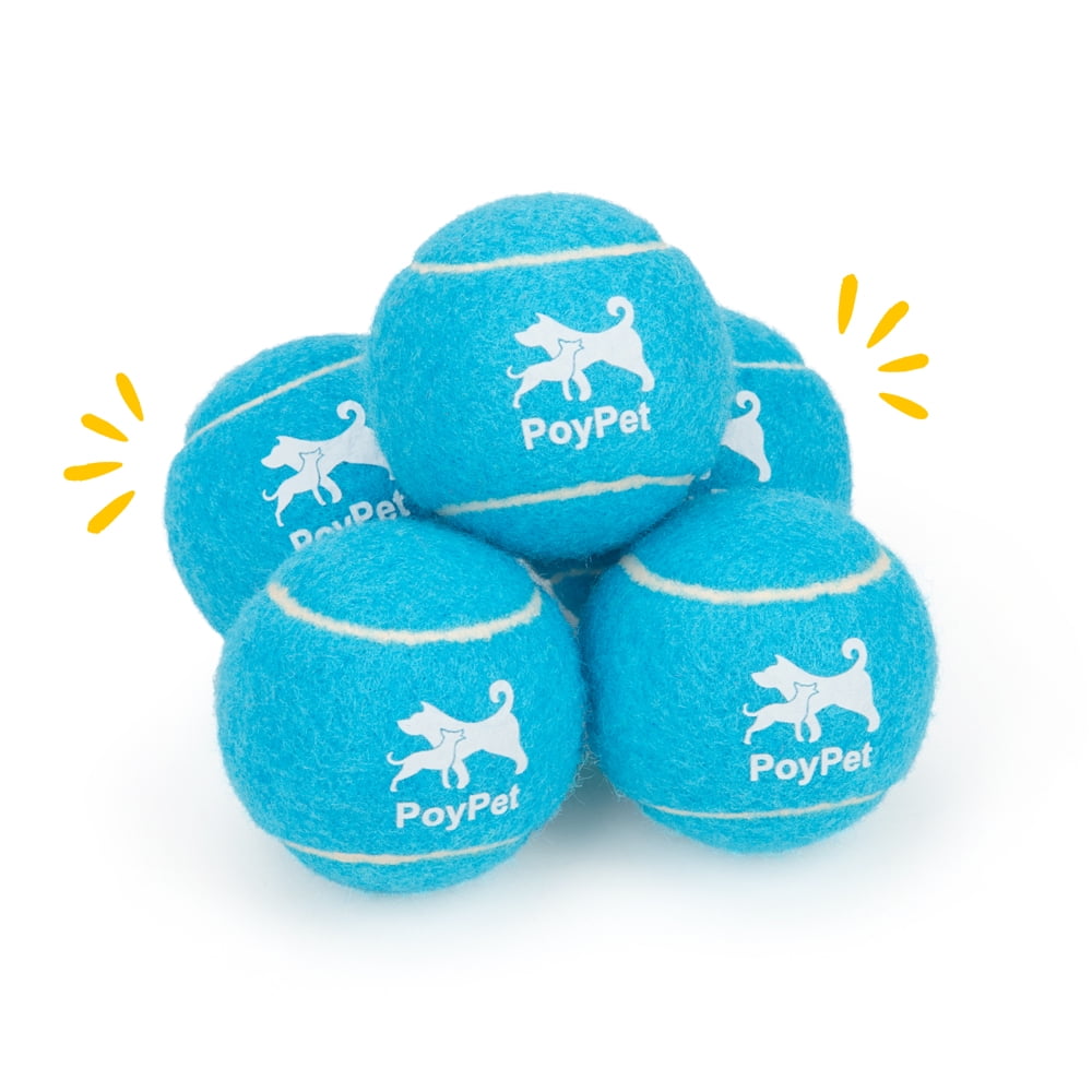 PoyPet Squeaky Tennis Balls for Dogs - 2.5" Interactive Doggy Toys - Safe, Durable for Small Medium Large Dogs Training Playing,Blue