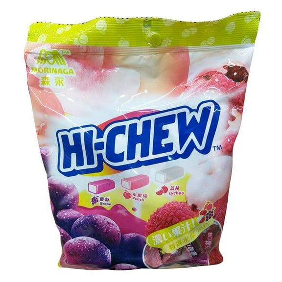 Morinaga - Hi-Chew Grape Peach Lychee Combo, 3.88 Ounces, (1 Bag)