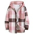 thumbnail image 2 of Flannels for Men Trendy Button Up Plaid Hooded Jackets with Drawcord Long Sleeve Cpzy Casual Coat Outerwear (XL, Pink), 2 of 7
