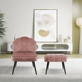 thumbnail image 6 of Fionafurn Accent Chairs with Ottoman,Vanity Guest Chair with Metal Legs,Lumbar Pillow,Purple pink, 6 of 9