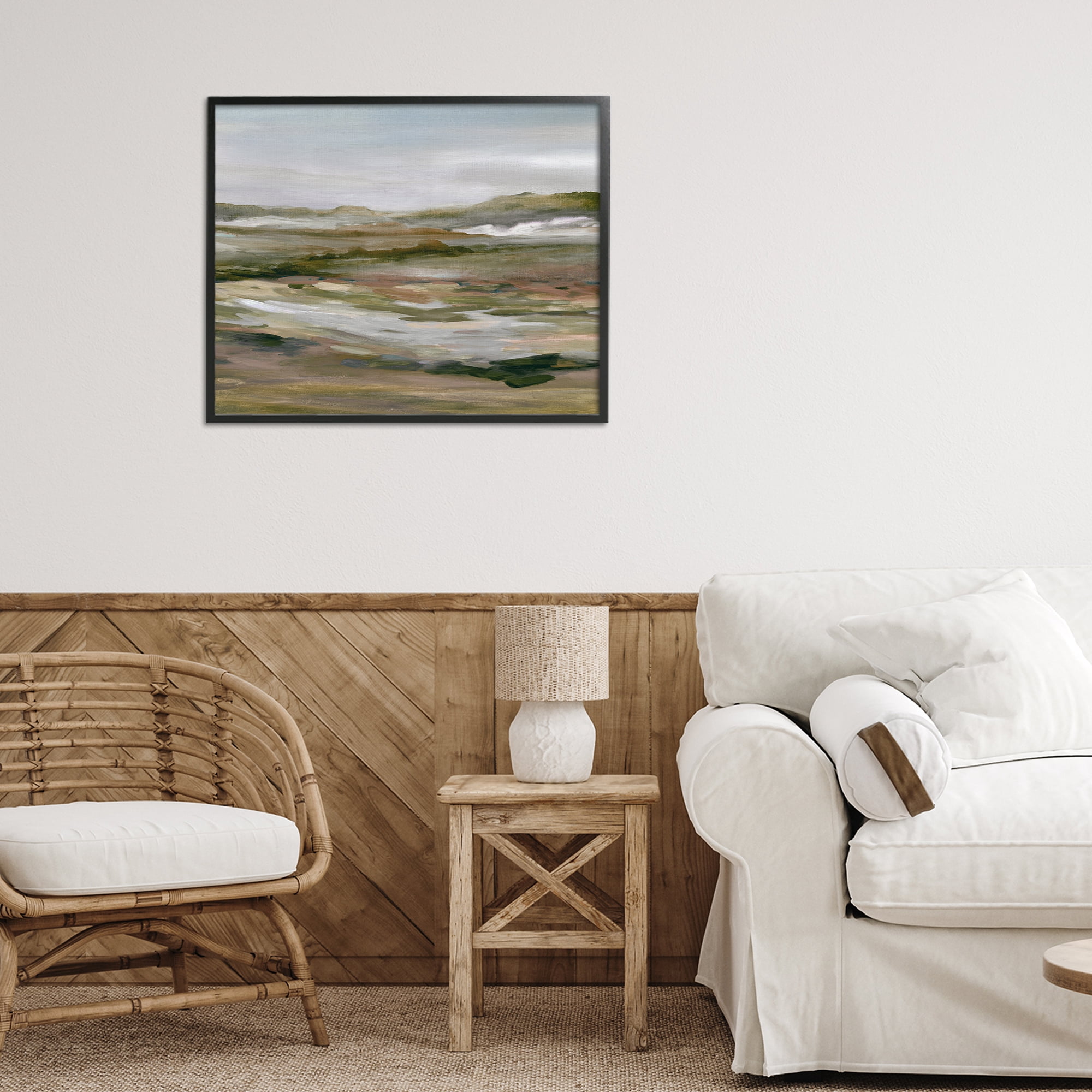 Stupell Industries Natural Meadow Abstract Horizon Black Framed Giclee Art, design by Carol Robinson
