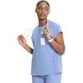 thumbnail image 4 of Cherokee Infinity Scrub Top for Women Contemporary Fit Round Neck 3 Pocket with Covered Placket with Partial Zip IN622A, L, Ciel, 4 of 5