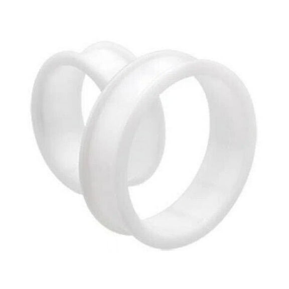 BodyJewelryOnline Pair of White Silicone Tunnels Plug Ear Gauges Double Flared Flexible Skin Unisex
