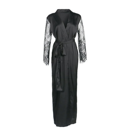 

Women s Lingerie Sleepwear Robe Dress Satin Lady Long Bathrobe Nightdress Nightgown Nightwear Dress Silk Kimono