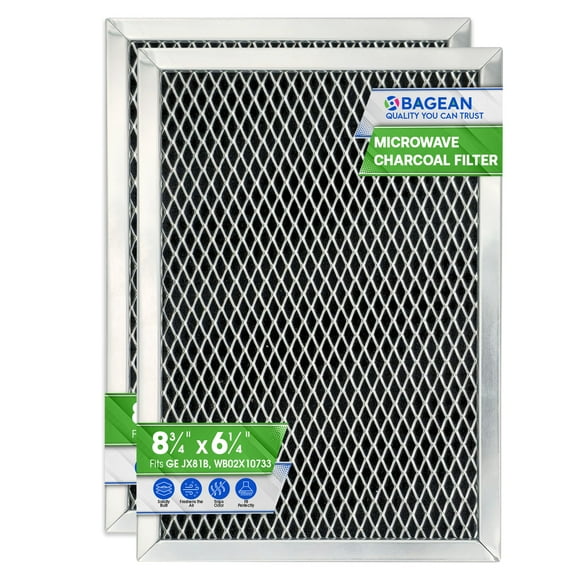 Microwave Charcoal Filter 8.7” x 6.23”- JX81B WB02X10733 GE Microwave Filter Replacement- Carbon Charcoal Filter for Microwave Filters Kitchen Air - Microwave Hood Vent Filter Absorbs Odors (2-Pack)