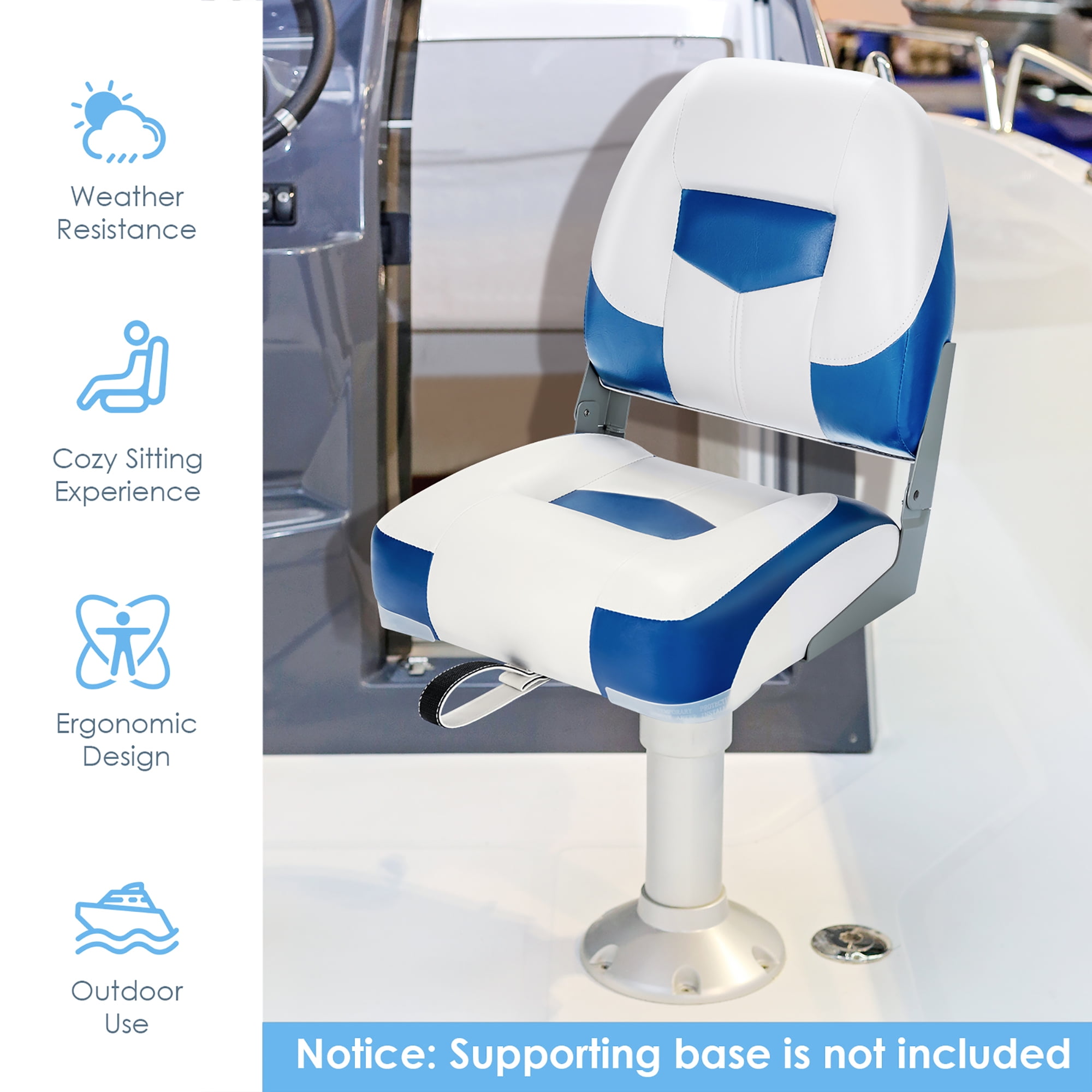 Costway 2-Pack Low Back Folding Fishing Boat Seats with