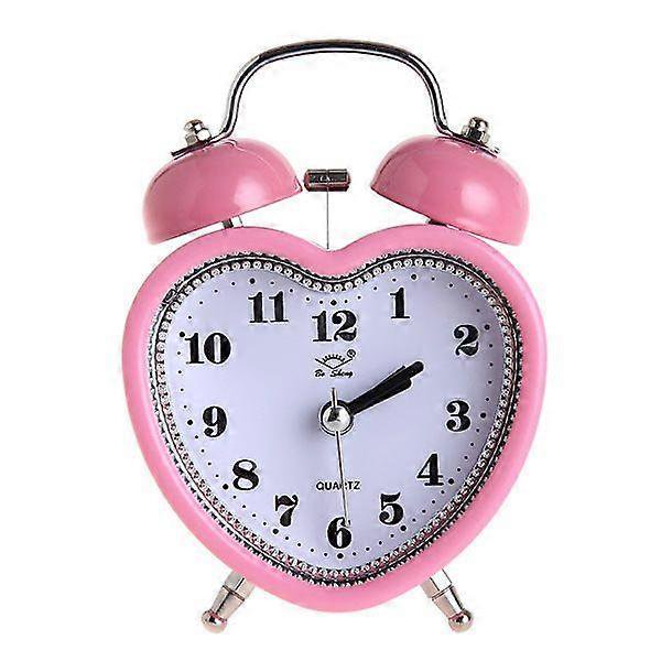 Alarm Clock for Students and Seniors with Dual Clock, 3 Inch, High Volume, Quiet Analog Quartz Night Light, Battery Operated, for Heavy Sleepers, Pink