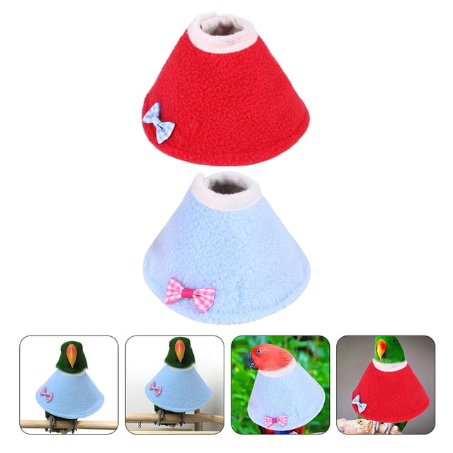 TEHAUX 2Pack Pet Bird Recovery Collar Protective Assorted Color Fleece Birds Parrot Accessory
