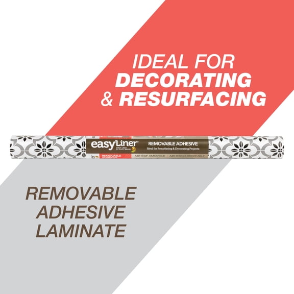 EasyLiner Removable Adhesive Shelf Liner Shelf Liner, Black And White Tile 20" x 15' Roll