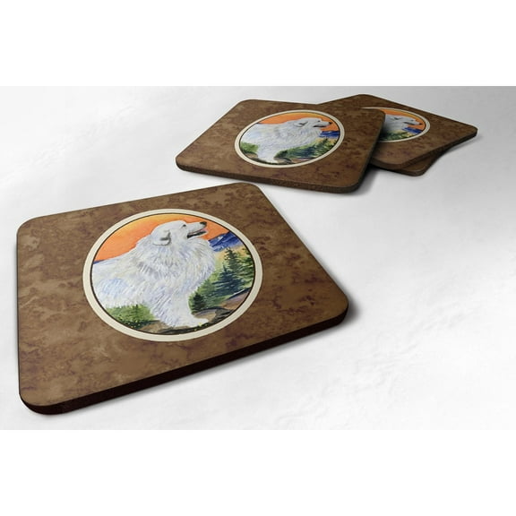 Carolines Treasures SS8183FC Great Pyrenees Foam Coaster Set of 4 3 1/2 x 3 1/2 multicolor