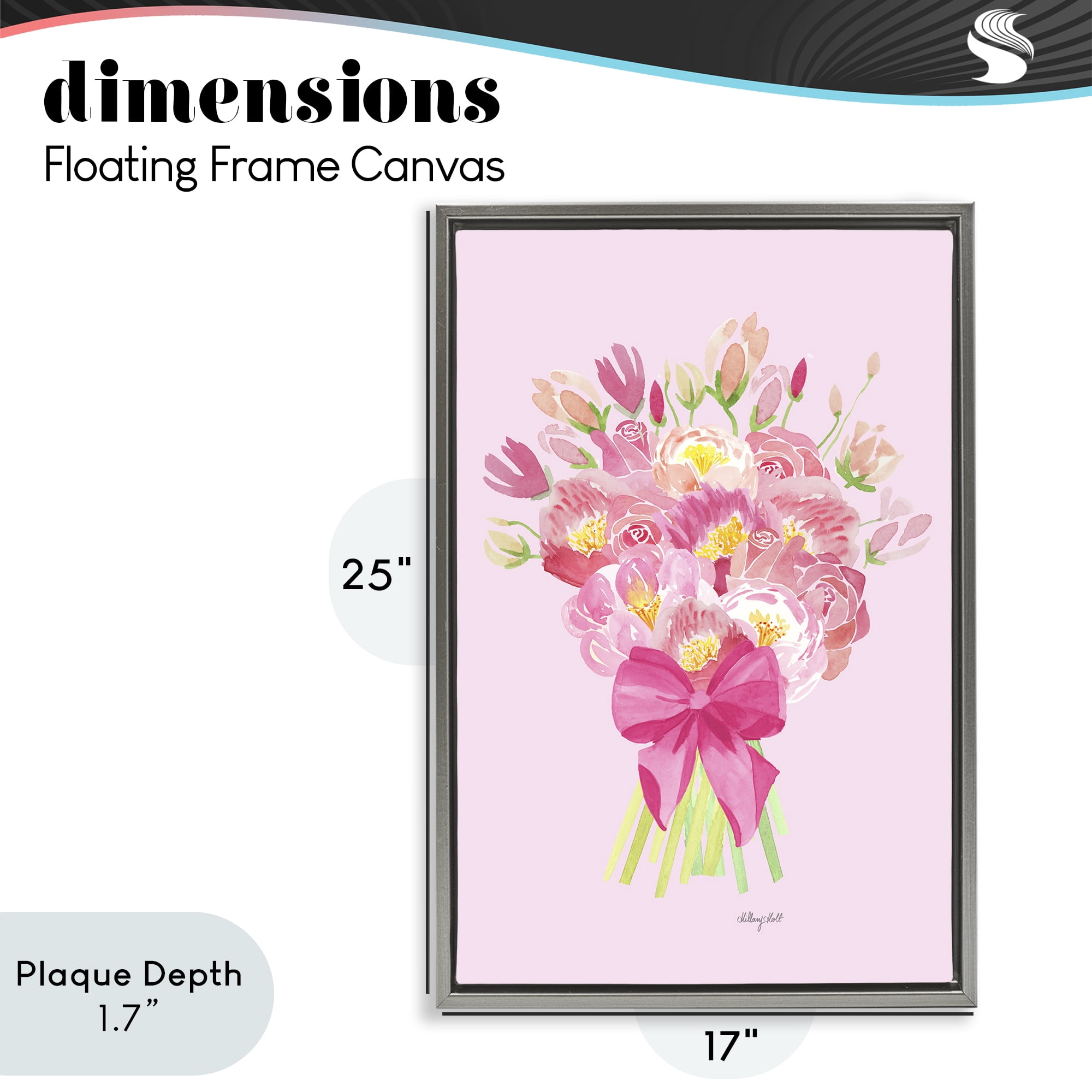 Stupell Industries Romantic Blushing Peonies Gray Framed Floater Canvas Wall Art, design by Hillary Holt