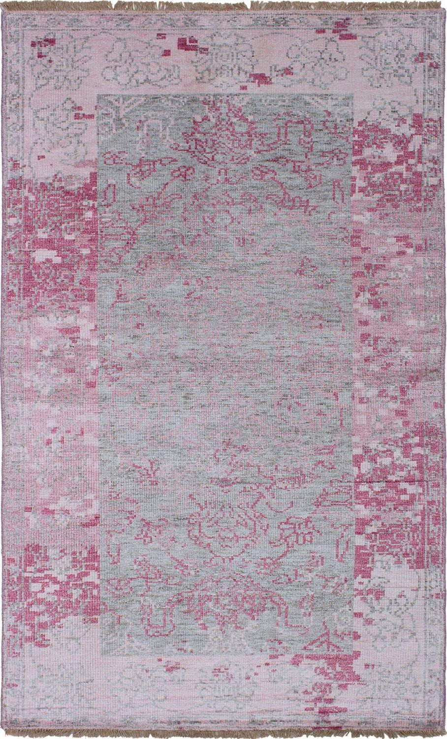 ECARPETGALLERY 5'0" x 8'2"  Casual Jules Oushak Hand-knotted Area Rug for Living Room, Dining Room and Bedroom in Grey