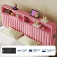 thumbnail image 5 of Greenstell Queen Bed Frame with LED Light & Platform Bed with Upholstered Storage Headboard USB Ports & Charging Station, Pink, 5 of 8