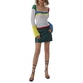 thumbnail image 4 of Qiylii Women Hollow Out Knitwear, Variegated Color Square Collar Crop Tops, 4 of 6