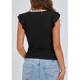 thumbnail image 2 of Remera PRETTYGARDEN Mujer Cuello en V con Volados Sin Mangas Ajustada Negra Talle L, 2 of 9
