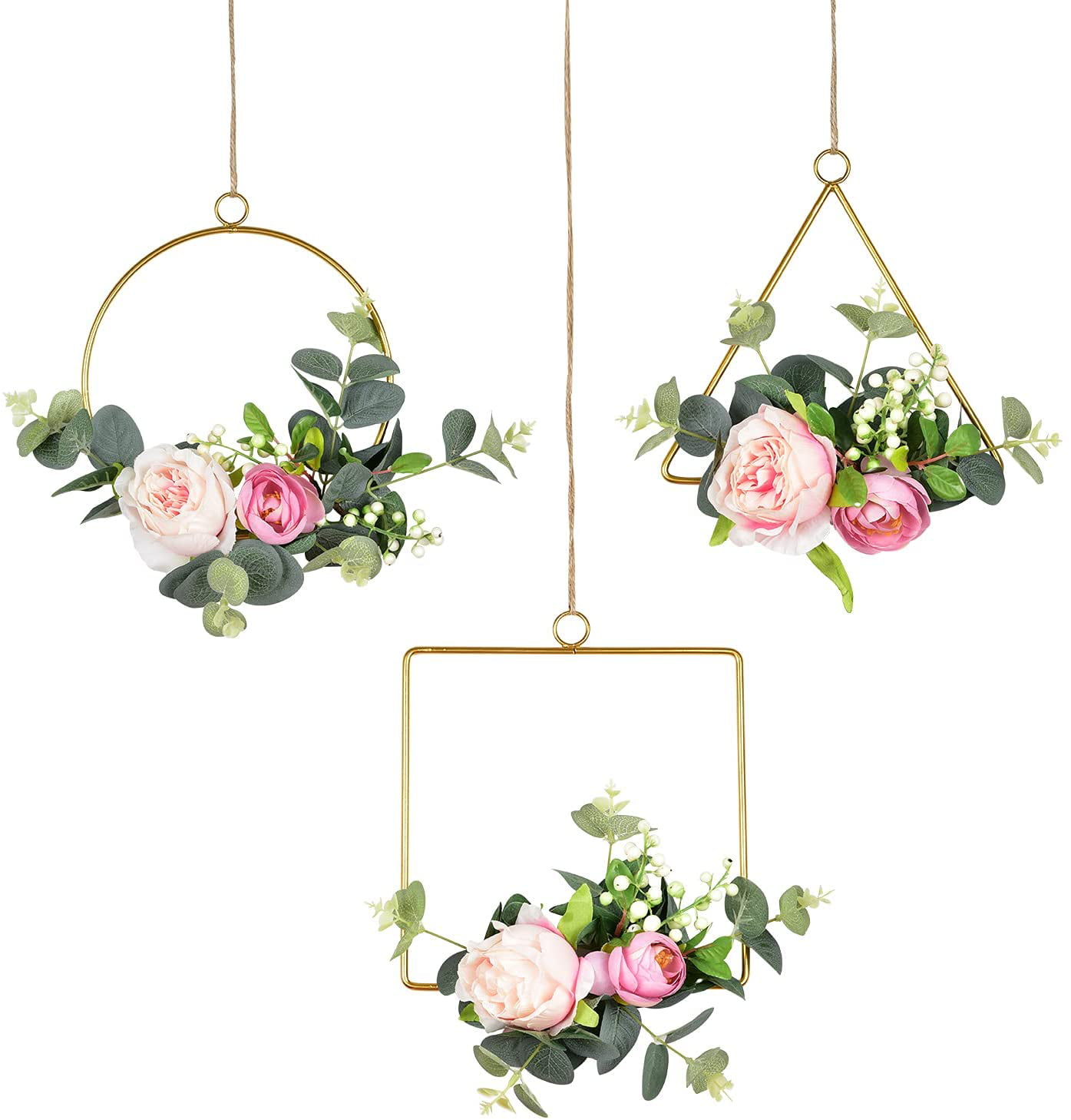 Metal Flower Wreath Ring Floral Hoop Wall Hanging Garland Wedding Party Supplies 