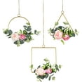 thumbnail image 1 of Corona de aro de girasol artificial, juego de 3 decoración de pared floral colgante con girasoles de seda y hojas para boda, fiesta, guardería, pared, verano, decoración del hogar Vhermosa HMHZ1129-1, 1 of 7