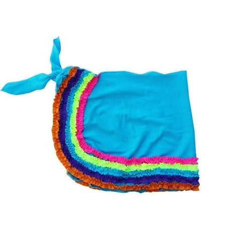 Azul Suit - Azul Girls Blue Multi Color Trim Detail Chasing Rainbows Pareo