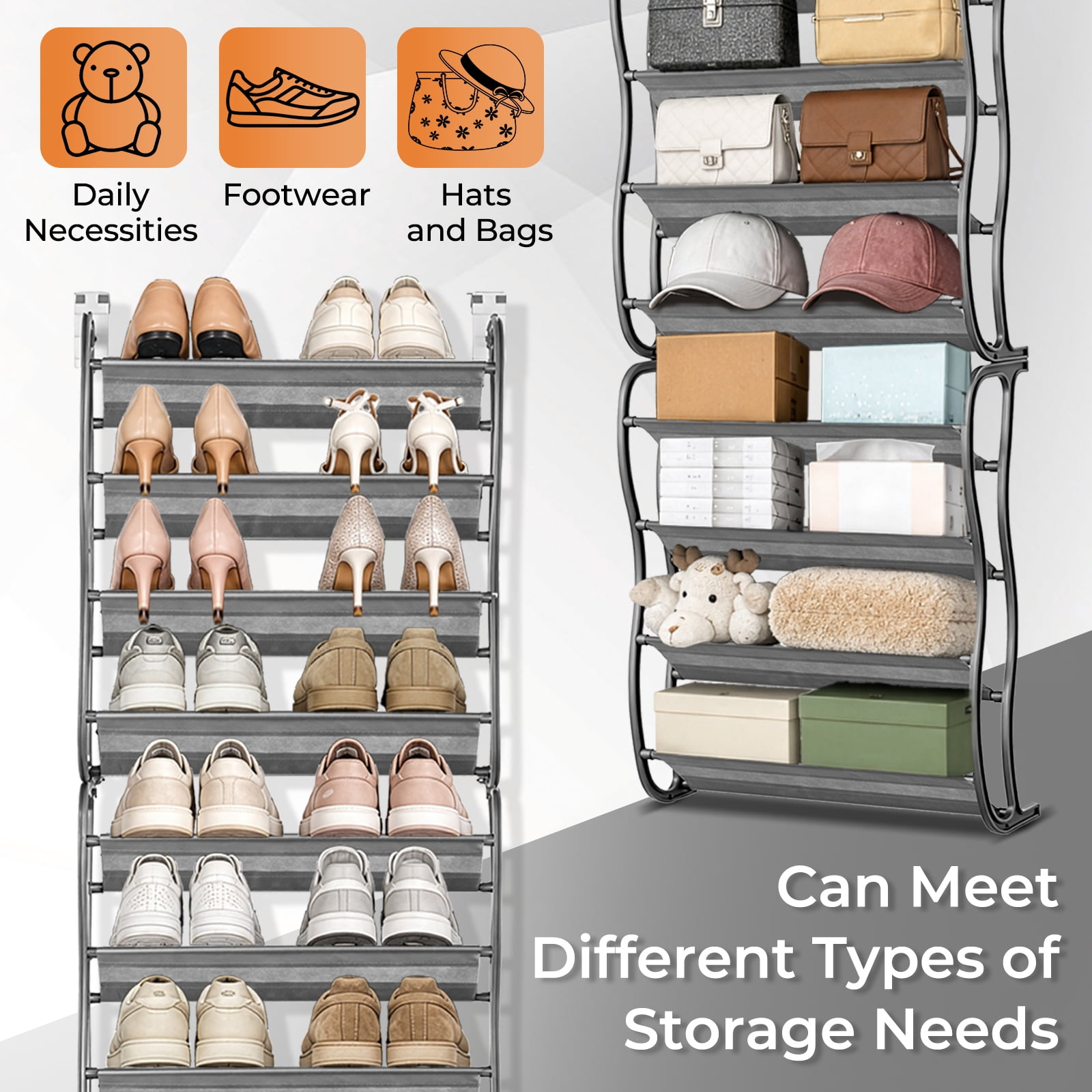 Astoutdoor 12-Tier Hanging Door Shoe Rack, Grey, 19.68 x 6.69 x 71.26 in