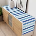 thumbnail image 4 of Blue Striped Table Runner - 60 Inch Long, Kitchen Dining Table Runner Dresser Scarves, Navy Ombre Sky White Geometric Ocean Farmhouse Decor for Coffee Tables Wedding Party Banquet, 4 of 8