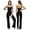 Black, variant on PISONIC Womens Workout Sets Two Piece Spaghetti Straps Crop Top Matching Straight Leg Pants Gym Work Pilates Outfits