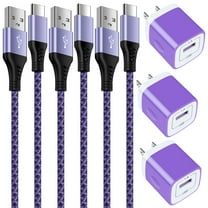 Phone Chargers for Android Phone,HopePow 3Pack 1A/5V Usb Wall Charger Block Adapter Plug with 3Pack High Speed USB C Type C Charger Fast Charging Cables 6ft Phone Cords Type C,Purple