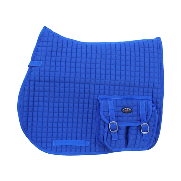 Horse Quilted English All-Purpose Trail Saddle Pad Blue w/ Pockets 7279