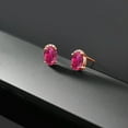 thumbnail image 4 of Gem Stone King 2.06 Ct Red Created Ruby E-F Lab Grown Diamond 18K Rose Gold Plated Silver Earrings, 4 of 4