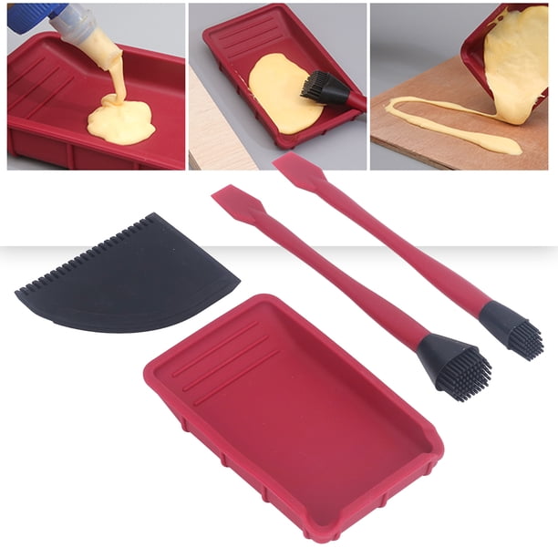Kit de Pegamento de Silicona, Bandeja Rojo Negro 4pcs Trabajo flexible