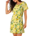 thumbnail image 2 of Vsdgher Motif Citron (2) Chemise de Nuit à Manches Courtes Col Rond Mignonne Robe de Nuit Confortable, 2 of 6