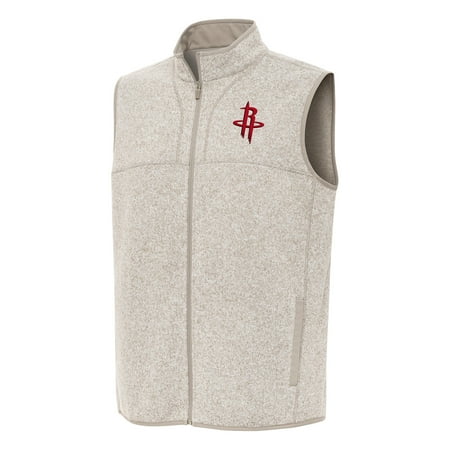 Men s Antigua Oatmeal Houston Rockets Fortune Full-Zip Vest Men s Antigua Oatmeal Houston Rockets Fortune Full-Zip Vest