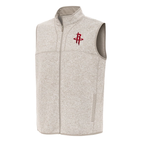 Men's Antigua Oatmeal Houston Rockets Fortune Full-Zip Vest