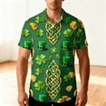 thumbnail image 4 of LIBRCLO St. Patricks Day Shirts, Mens Short Sleeve Button-Up, Shamrock Print Party Shirt, 4 of 8