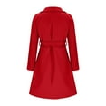 thumbnail image 2 of Tawop Warm Jackets for Women Anorak Mid-Length Solid Color Pockets Long Sleeve Button Regular Red 2xl, 2 of 8