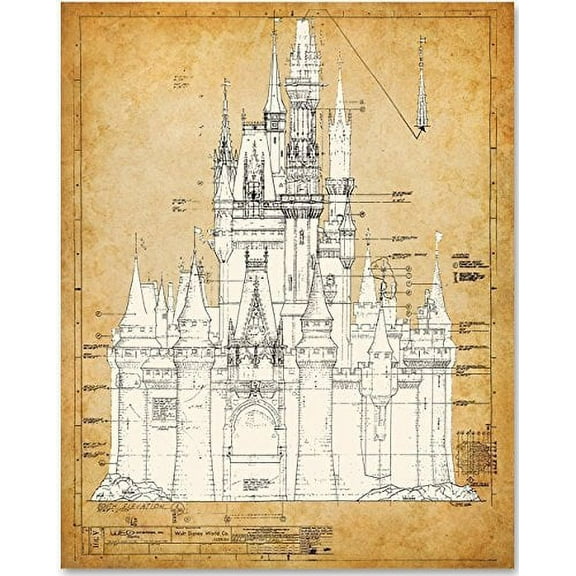 Cinderella's Castle - 11x14 Unframed Patent Print - Great Gift for Disney Fan