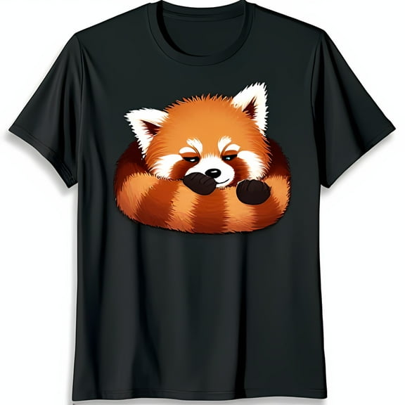 Adorable Red Panda Graphic on Black T-Shirt Cute & Cozy Design for Animal Lovers