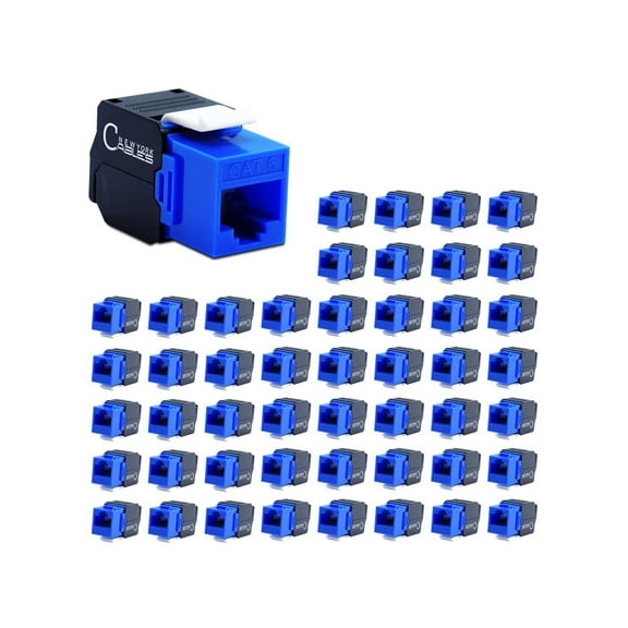 Cat6 RJ45 180° Keystone Jack Vertical Toolless Gold Plated Pins UTP Blue 10Pack