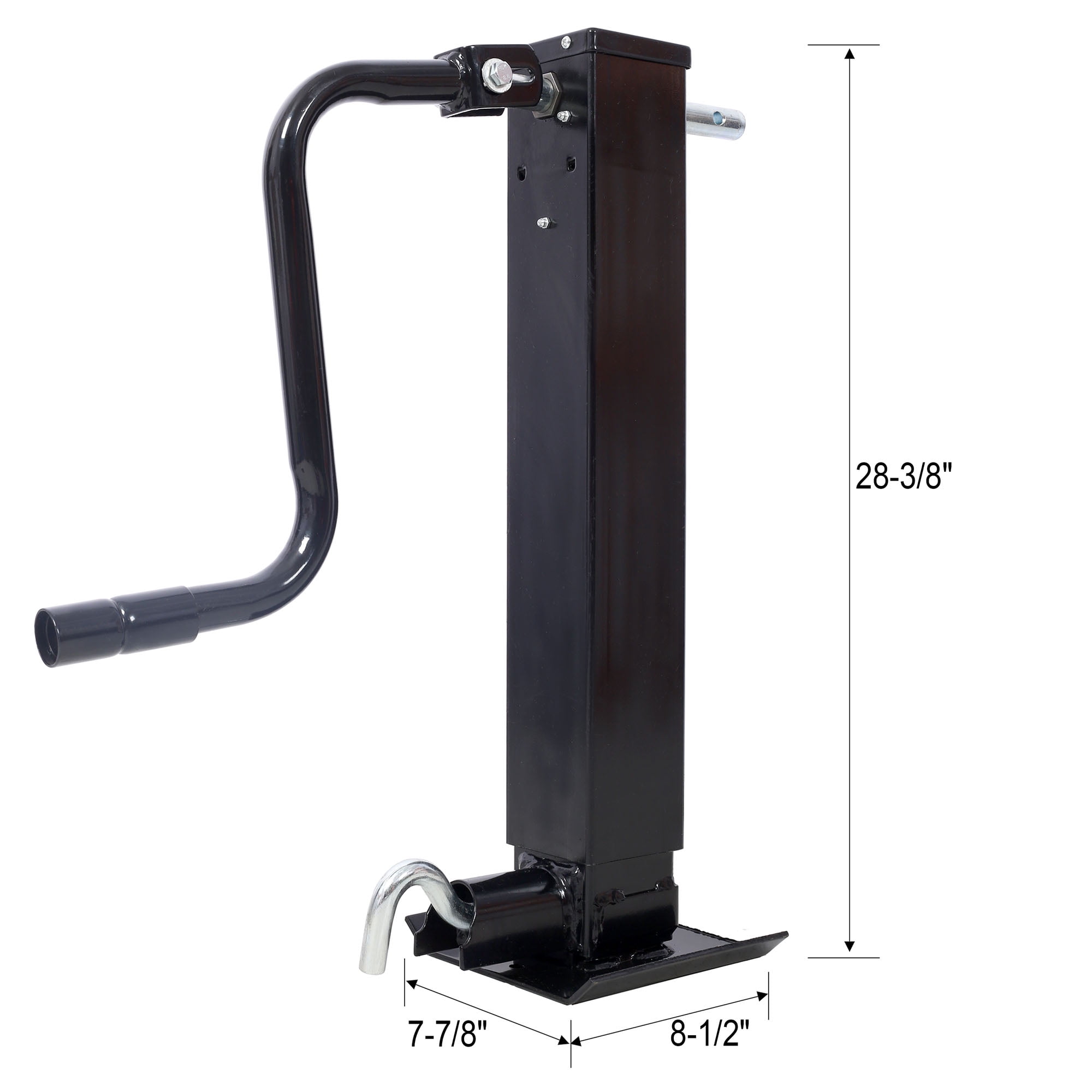 Heavy-Duty Weld-On Trailer Jack Black 11,000 lbs. Lifting Capacity Square Tube Construction Smooth Twin Thrust Operation For Heavy Trailers