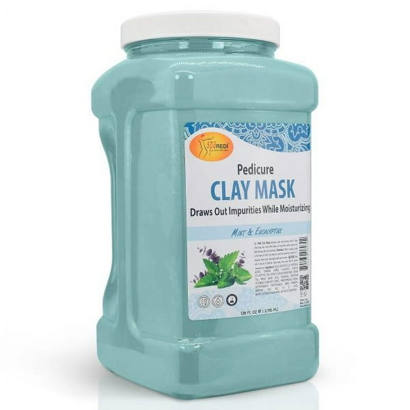 SPA REDI - Clay Mask, Mint and Eucalyptus,128 Oz - Pedicure and Body Deep Cleansing, Skin Pore Purifying, Detoxifying and Hydrating
