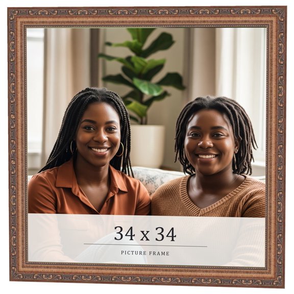 34x34 Frame Gold Solid Wood Picture Frame Width 1.25 Inches | Interior Frame Depth 0.375 Inches |