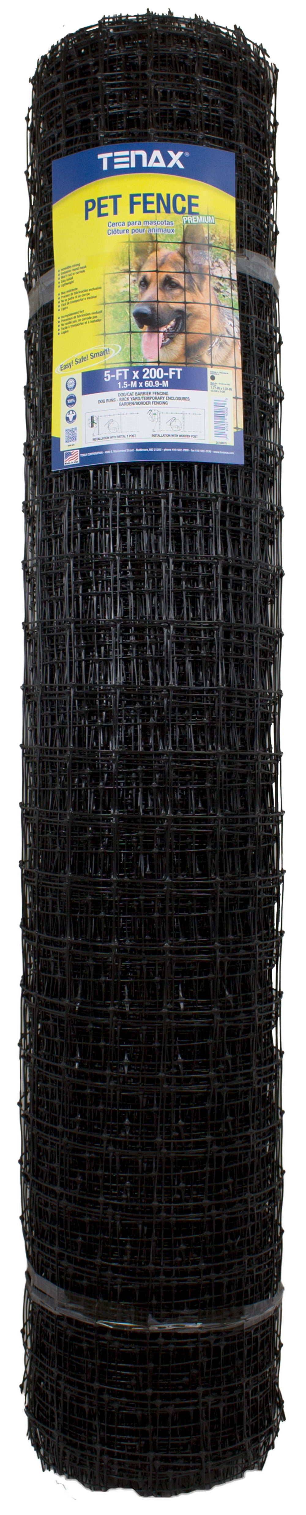 Tenax Pet Fence Premium 5ft x 200ft Black