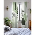 thumbnail image 3 of Boho Geometric Sheer Curtains 84 Inch Length 2 Panels Set for Living Room/Bedroom, Farmhouse Green Abstract Stripes Leaves Kitchen Curtains Grommet Semi-Sheer Curtains Window Treatments 42"x84"x2, 3 of 7