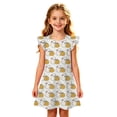 thumbnail image 5 of Yuncity Girls Halloween Dress Crew Neck Ruffle Sleeve Cute Ghost Pumpkin Print Sweet Casual Nightdress Size 6-7 Years White, 5 of 5