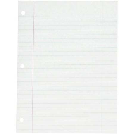 - Three Hole Punched Filler Paper with Margin - 8 in x 10 1/2 in - Pack of 200 - White, Sold as a Pack of 200 sheets By School Smart